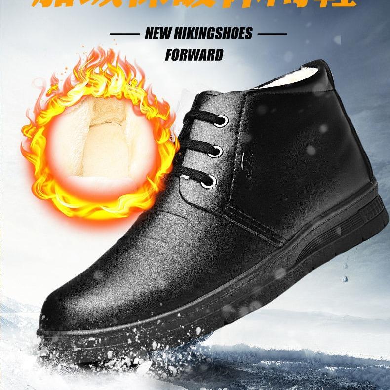 Scarpe di cotone e pelle ispessite da uomo invernali calde in velluto scarpe di pelle alte da uomo scarpe di cotone casual da uomo scarpe da papà di mezza età e anziani cot