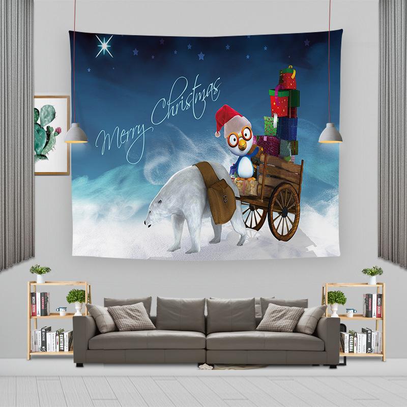 Cartoon Weihnachtsmann Wandbehang Wandteppich Frohe Weihnachten Wandteppich Hintergrundtuch Polyester Fröhliche Frohe Weihnachten Wandteppiche