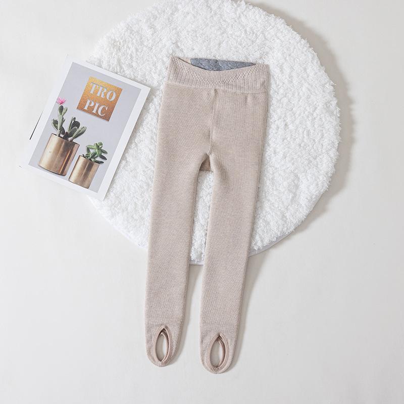 Children's Winter Fleece-Lined Cotton Leggings with Hip-Lifting Lambskin, Warm Nine-Point Design