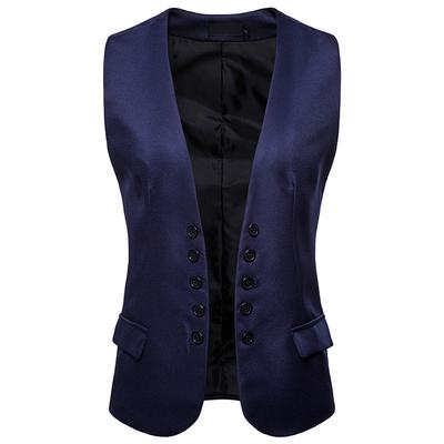 Mens Double Breasted Grey Vest V-Neck Business Suit Dress Waistcoat Vests Button Down Vest