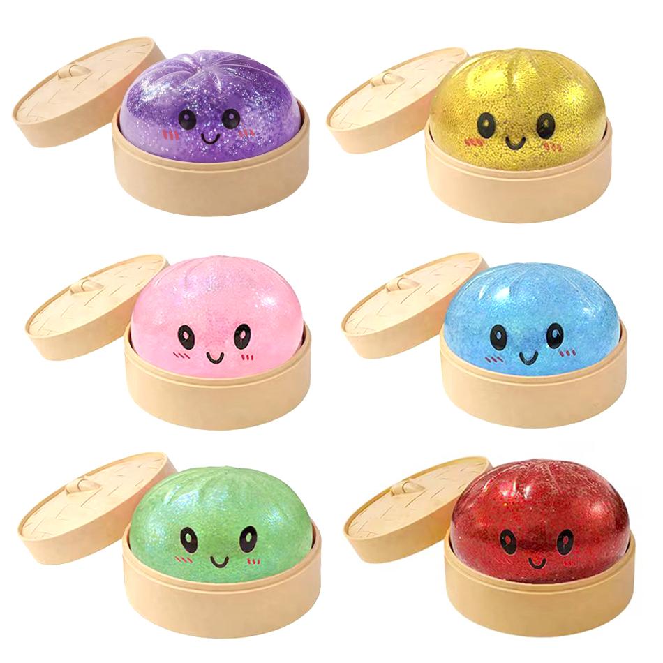 Scatola Misteriosa Raviolo Glitterato: 6 Palline Antistress Colorate Casuali, Giocattolo Sensoriale Estetico per Scrivania, Regalo Creativo Fidget per Ufficio