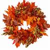 Door Wreath with Maple Leaves and Berries Artificial Fall Plump for Porch