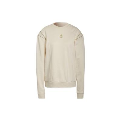 Originals Gold Trefoil Logo Zip Detail Crewneck Sweatshirt Women Sweatshirt White HG6681