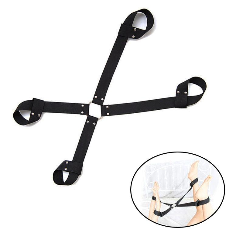 Adult Game Nylon BDSM Bondage Gear Hand Ankle Cuffs Cross Tied Hand On Back Leg Spreader Fetish SM Slave Sex Toys For