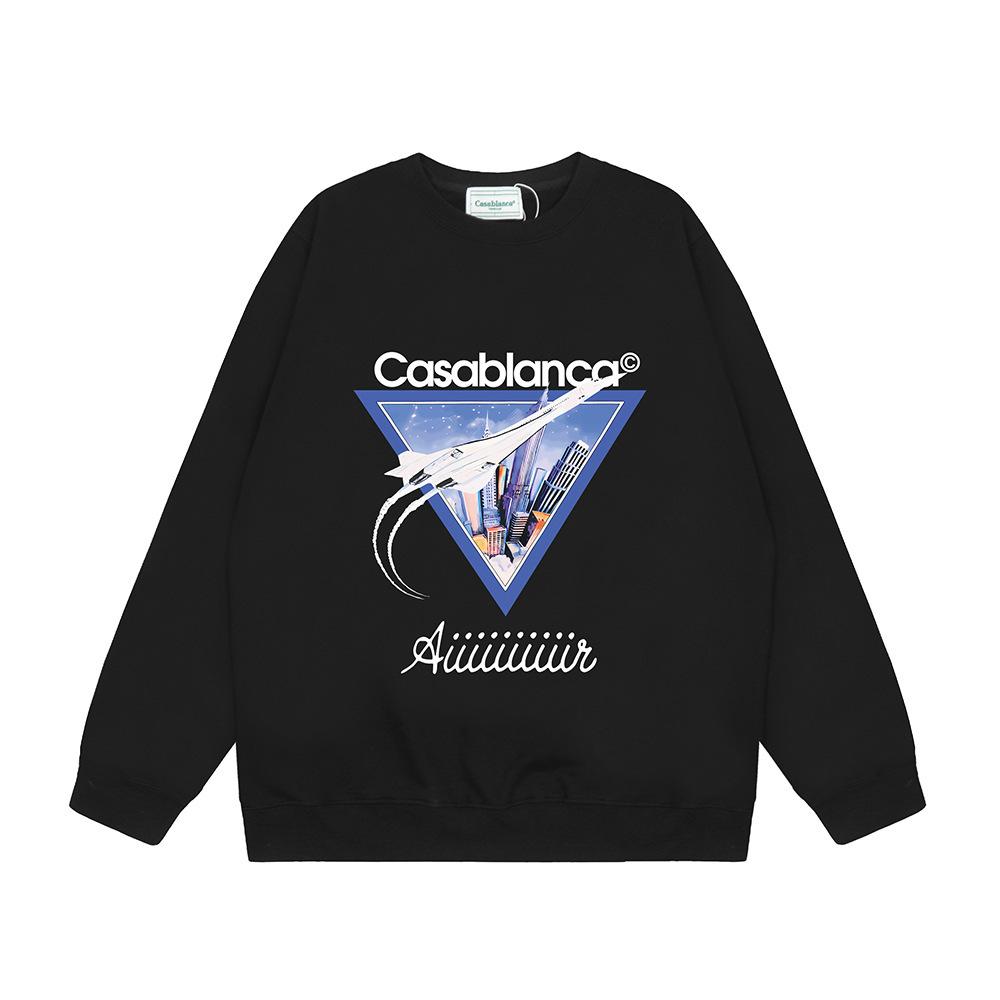 Grenzüberschreitende trendige Marke Casablanca Casablanca Buchstabe gemaltes Print 380g Herren- und Damen- Rundhals-Pullover