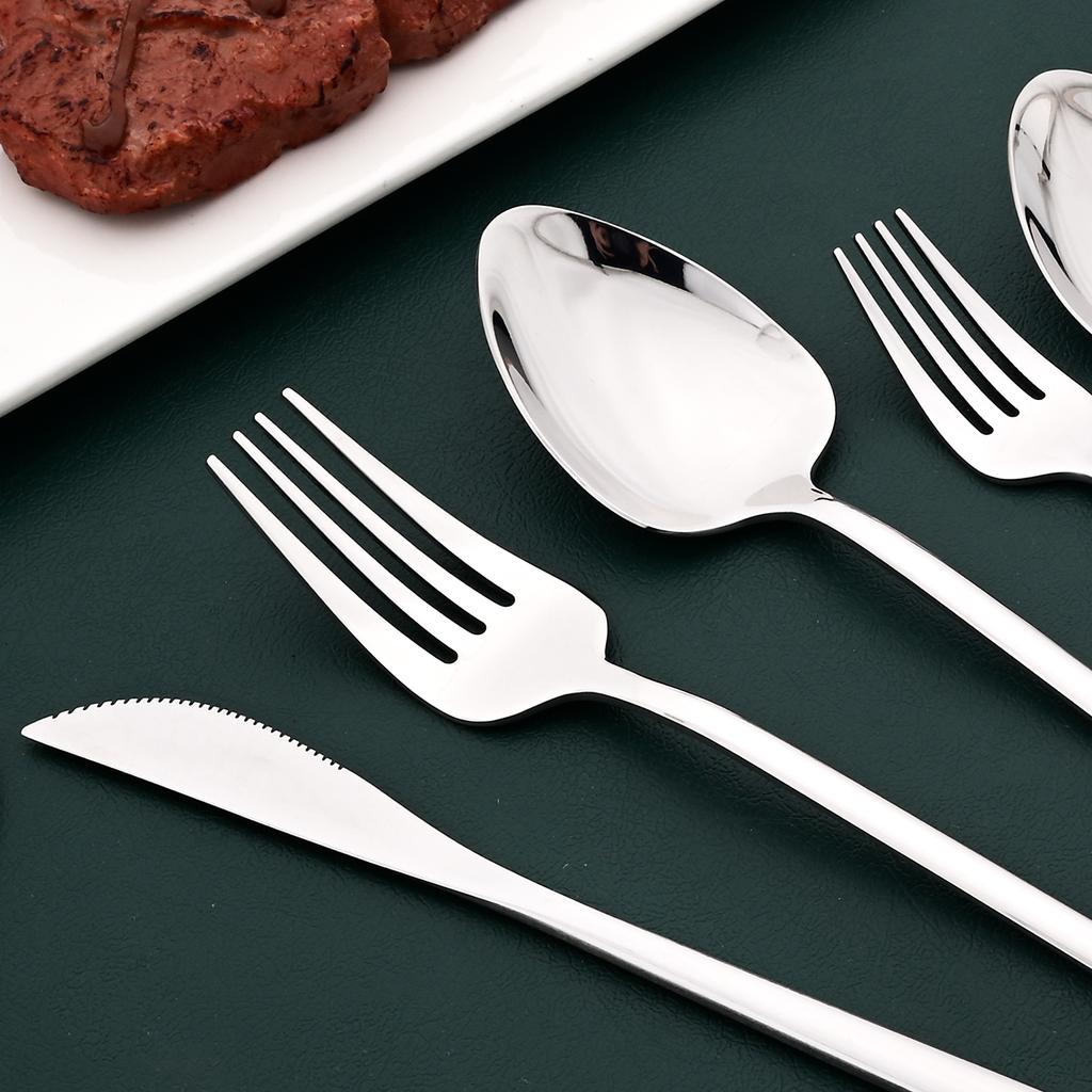 24Pcs Tableware Sets 18/10 Stainless Steel Cutlery Set Knife Fork Spoon Dinnerware Set Home Silverware Western Flatware Set