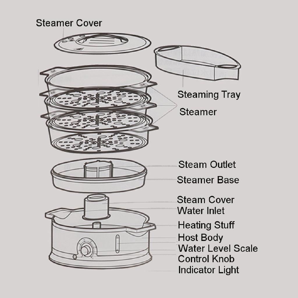 800W 9L 3 Tiers Electric Food Steamer Timing Home Food Steamer Kitchen Fish Cooking Machine Vegetable Pot Cooker Tools