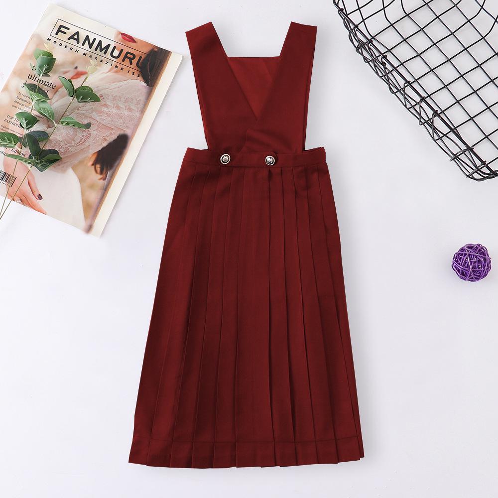 Women's Solid Color Pleated Milk Protector Overall Skirt Dress - Extra Long Length