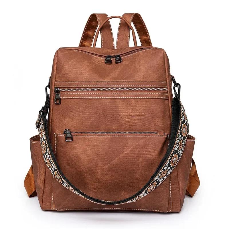 

Lightweight Girls Retro Backpack Fashion Multipurpose Women s Backpack Large Capacity Leisure Travel Dual-purpose Shoulder Bag