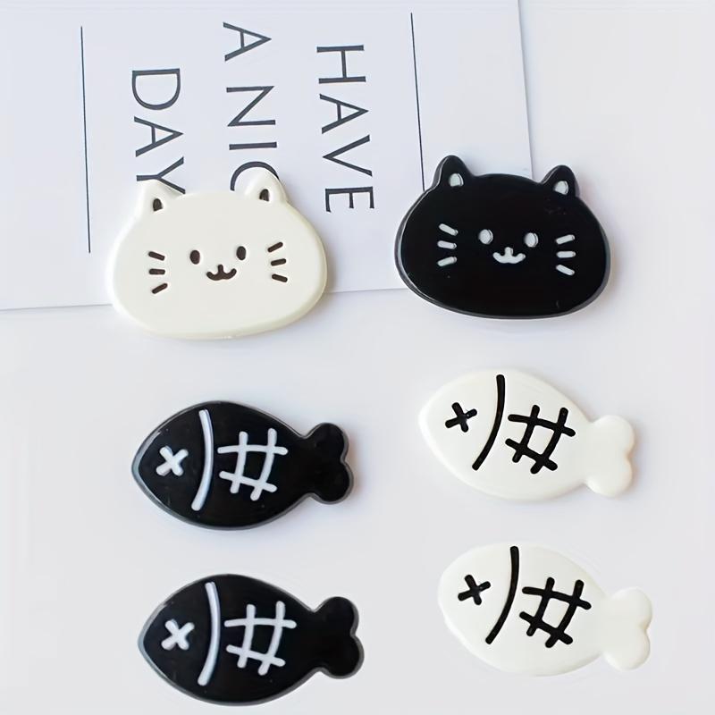 

6pcs Cute Kitten Fridge Magnets Compatible for Refrigerator Freezer - Black White Cat Magnetic Decorations with Kitty Paw Prints