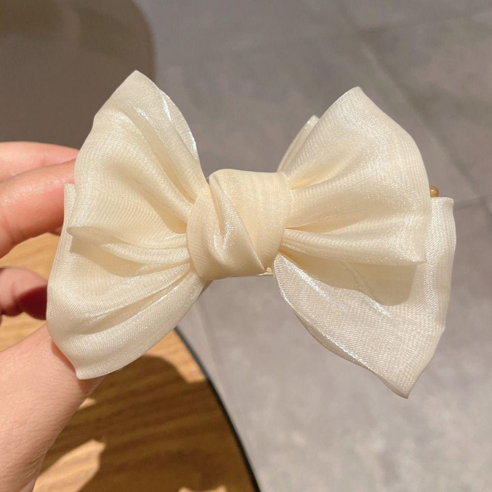 

Cloth Solid Color Claw Clip Accessories Multifunctional Claw Clamp Bow Hair Claws Hair Clips бежевий