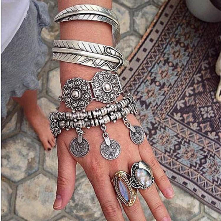 Fashion Retro Dual-use Coin Anklet/Bracelet with Engraved Design