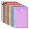 Dustproof Document Holder Clear Poly Envelope Binders Pocket Insert with Hook And Loop Closure, Plastic Project Organizer Documents File Folders Label