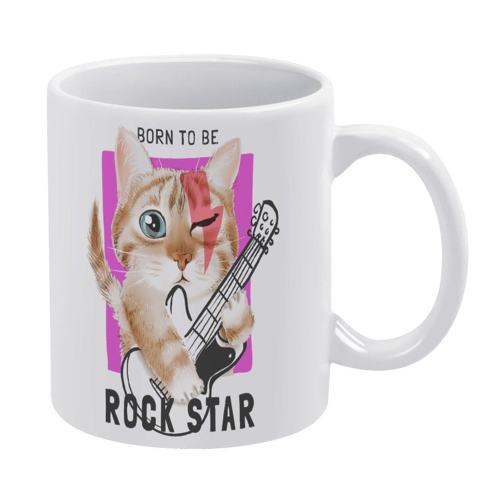 

1Pack 11oz White Ceramic Mug Featuring Dual-Sided Printed Design Durable Coffee Cup For Home Office Daily Drinking белый