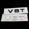 AAWC1 3D Chrome Glossy Black ABS V6T Logo Number Letters Car Fender V6 T Emblem Badge Decal compatible compatible for A6 C7 A4 S5 S4 V6T Sti