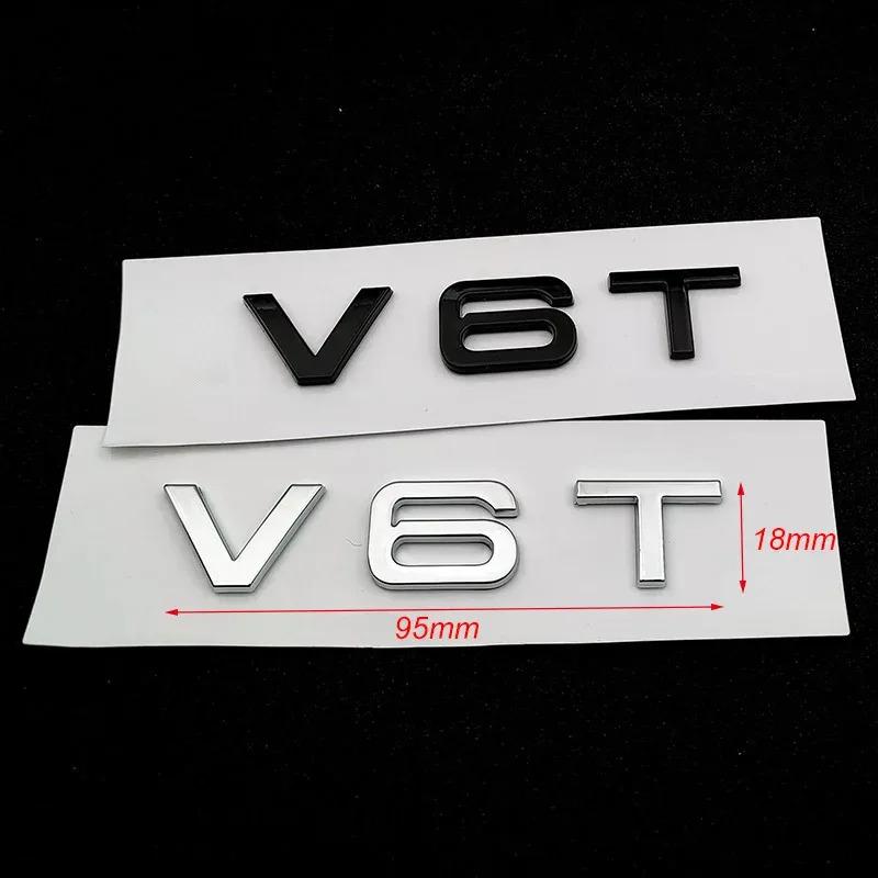 AAWC1 3D Chrome Glossy Black ABS V6T Logo Number Letters Car Fender V6 T Emblem Badge Decal compatible compatible for A6 C7 A4 S5 S4 V6T Sti