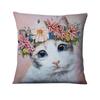 Cute Flower Cat Print Pattern Cushion Cover for Home Living Room Sofa Bedroom Decoration Throw Pillow