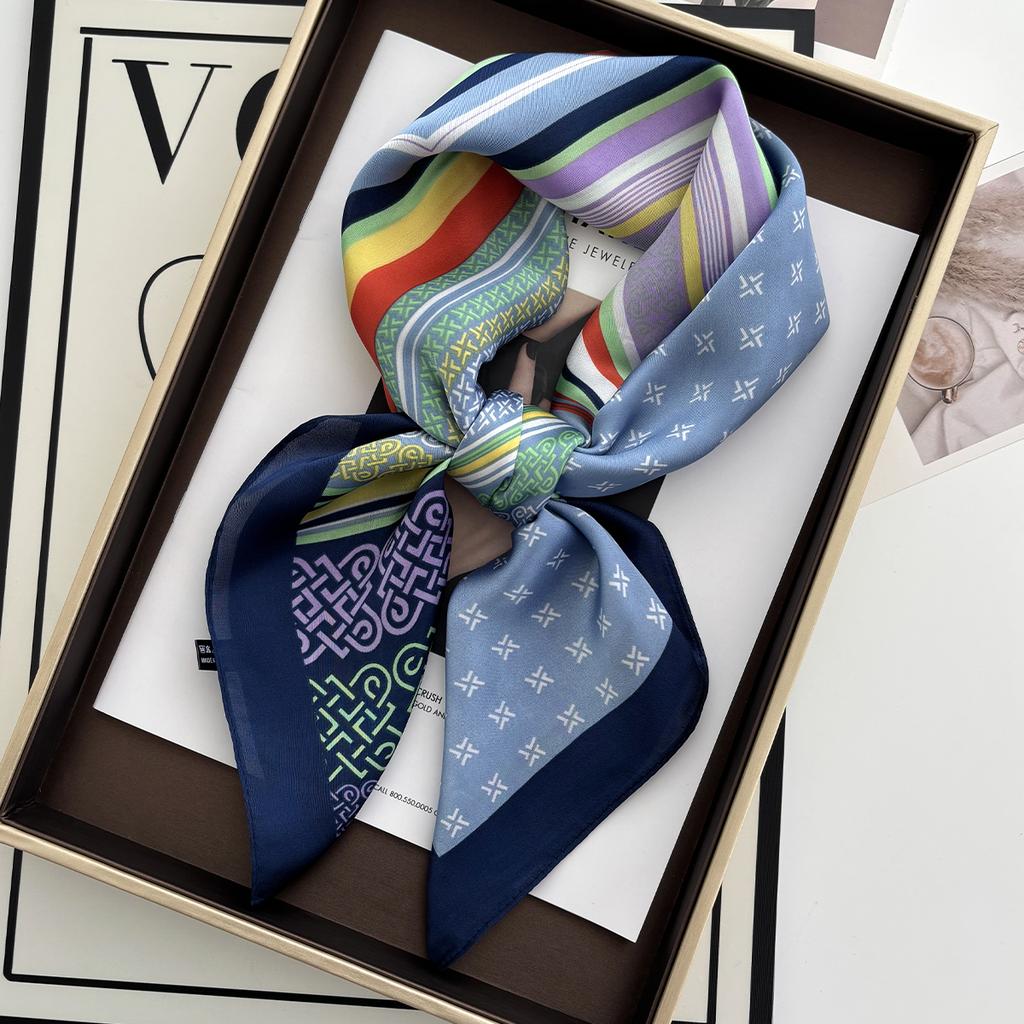 Luxury  Leopard Print Square Scarf Women'S Imitation Silk Scarf Casual Versatile Decoration Small Neck Scarf 70Cmx70Cm