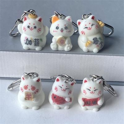 Amuleto Llavero de Gato de Peluche Amuleto Llavero de Gato Suave Dibujo Animado Llavero Adorno para Llaves Adecuado para Buena Suerte y Felicidad