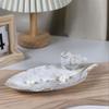 Jewelry Organizers Tray, Resin Leaf Shape with Standing Bird Catchall Trinket Dish for Rings Earrings and Necklaces, Decors Accent for Vanity and