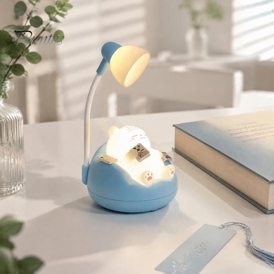Small Bedside Lamp for Toddlers Sleeping Cat Night Light Kids, Rechargeable LED Nursery Lamp, Soft Eye Protection Adjustable Brightness Touch Bedroom
