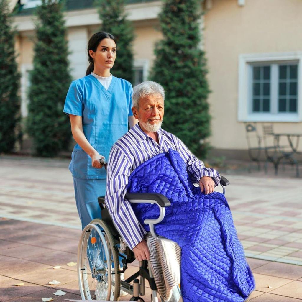 Windproof Heat Wheelchair Blanket Leg Blanket, Winter Wheelchairs Slip Bag Foot Bag Adults, Thickened Plush Knee Blanket for Wheelchair Users