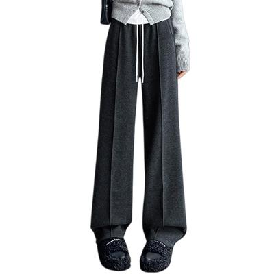 Pants Pants with a Center Stripe and Herringbone Wool Comfortable Elasticated Long Pants with a Relaxed Perfect for Flattering and Cold Perfect for