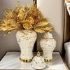Gold Marble General Jar Porcelain Bottle Ginger Jar Ceramic Storage Tank White Gold Vase Flower Vase Home Decoration Accessories