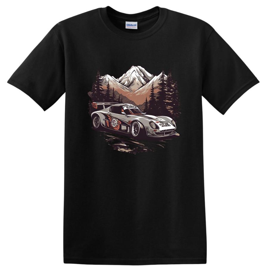 Racing Car T Shirt Vintage Mountain Adventure Tee Retro Auto Enthusiast Design S