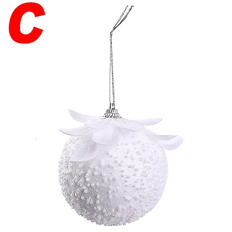 9/3x Christmas Tree Ornaments White Glitter Petal Shape Balls Foam Snow Ball Sparkling Foam Flower Hanging Decorations for Tree