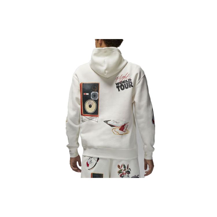 Air Jordan Alphabet Pattern Pullover Hooded Long Sleeves Hoodie White DQ8044-133