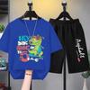 Summer Baby Girls Clothes Set Children Boy Dinosaur Printed T-shirts and Shorts 2pcs Suit Casual Top Bottom Outfits Tracksuits
