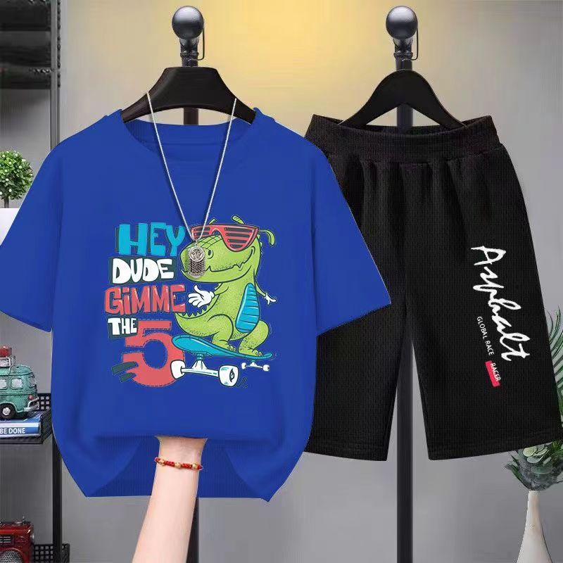 Summer Baby Girls Clothes Set Children Boy Dinosaur Printed T-shirts and Shorts 2pcs Suit Casual Top Bottom Outfits Tracksuits