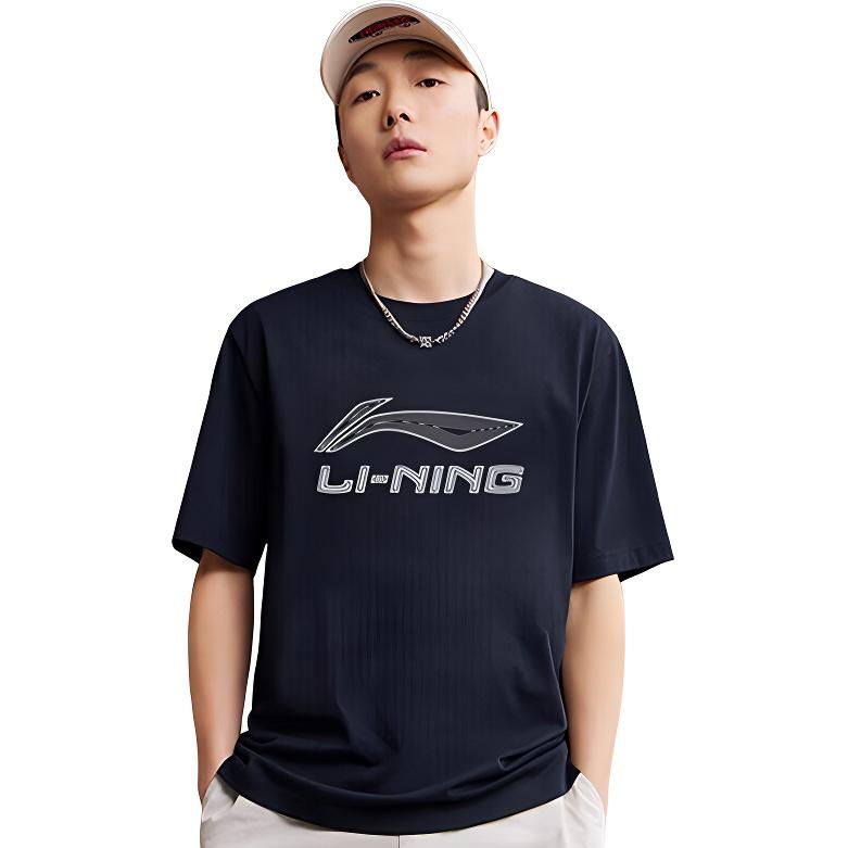 Li Ning T Shirts Unisex Black Crew Neck Moderate YTST049-2
