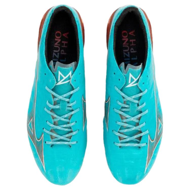 Mizuno Alpha Natural Grass FG (Rubber Long Studs) Slip-Resistant Durable Lightweight Soccer Shoes Men Sneaker Blue Brown P1GA236225
