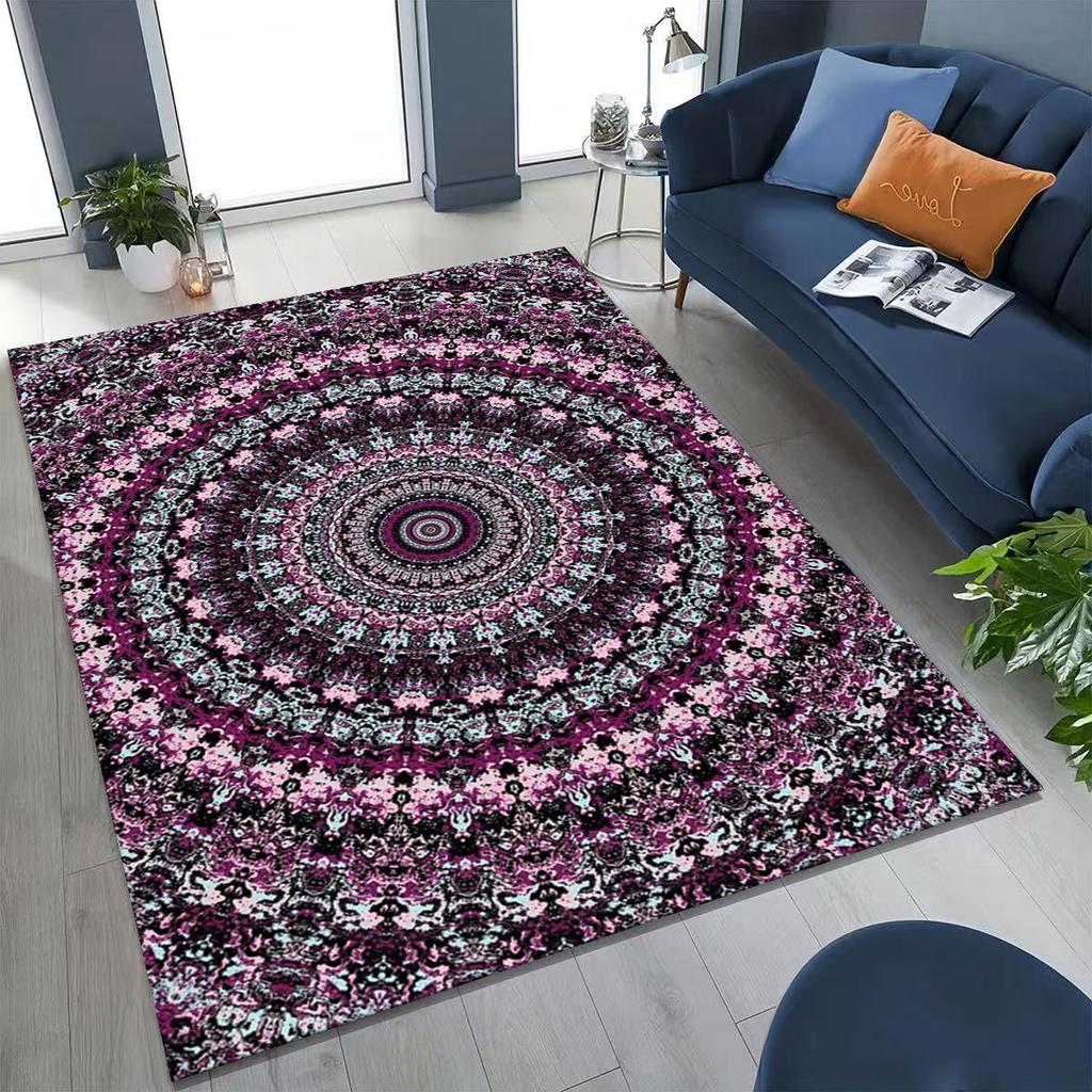 2026 Regenbogen Mandala Blume Chakren Yoga Bohemia Kunst Teppich für Schlafzimmer Wohnzimmer Sofa Zuhause Fußmatte Dekor, Kinder rutschfeste Bodenmatte