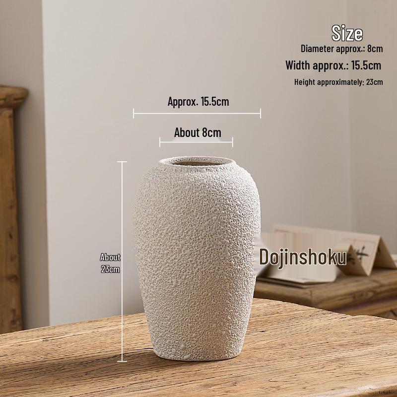 Large Retro Ceramic Floor Vase for Flower Arrangements - High-Temperature Porcelain Pottery for Living Room or Entrance.