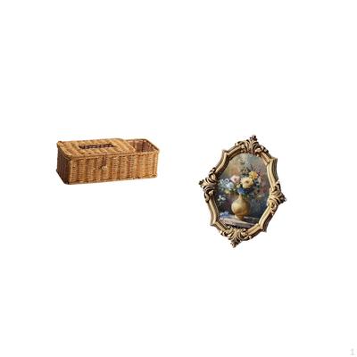 Vintage Resin Napkin Storage Box with Photo Frame Design for Bedroom Kitchen Office Gallery Wall