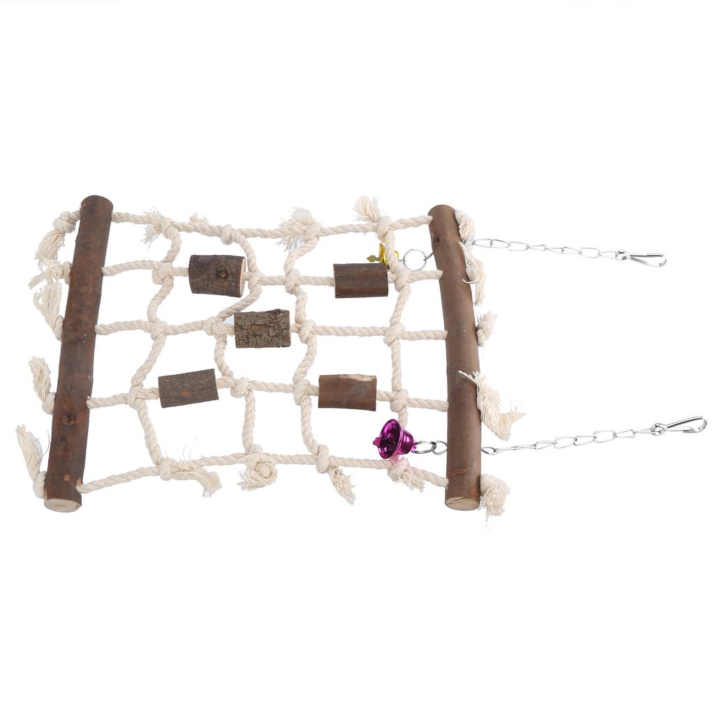 3 Pcs Parakeet Toy Wooden Block Cotton Rope Climbing Net with Molar Stone Strings Swing Toy for