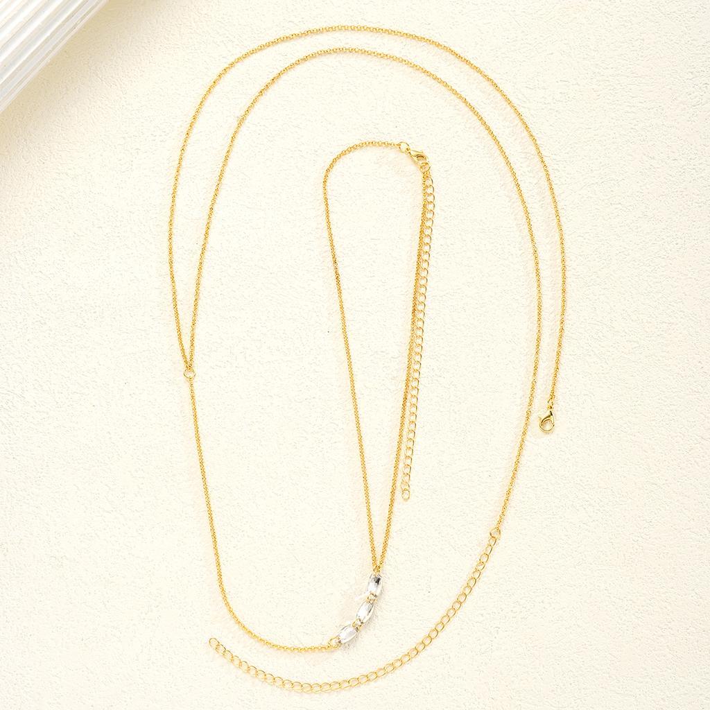 Sexy Damen Zirkon Brust Taille Körperkette Einfache Goldfarbe Sommer Bikinis Körperkette Mode Strandparty Schmuck Accessoires