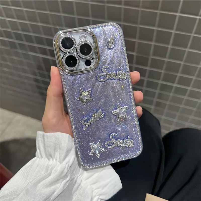 Rhinestone Glue Letter Star Mobile Phone Case for IPhone17promax All-inclusive Anti-fall for Apple 16 Protective Case