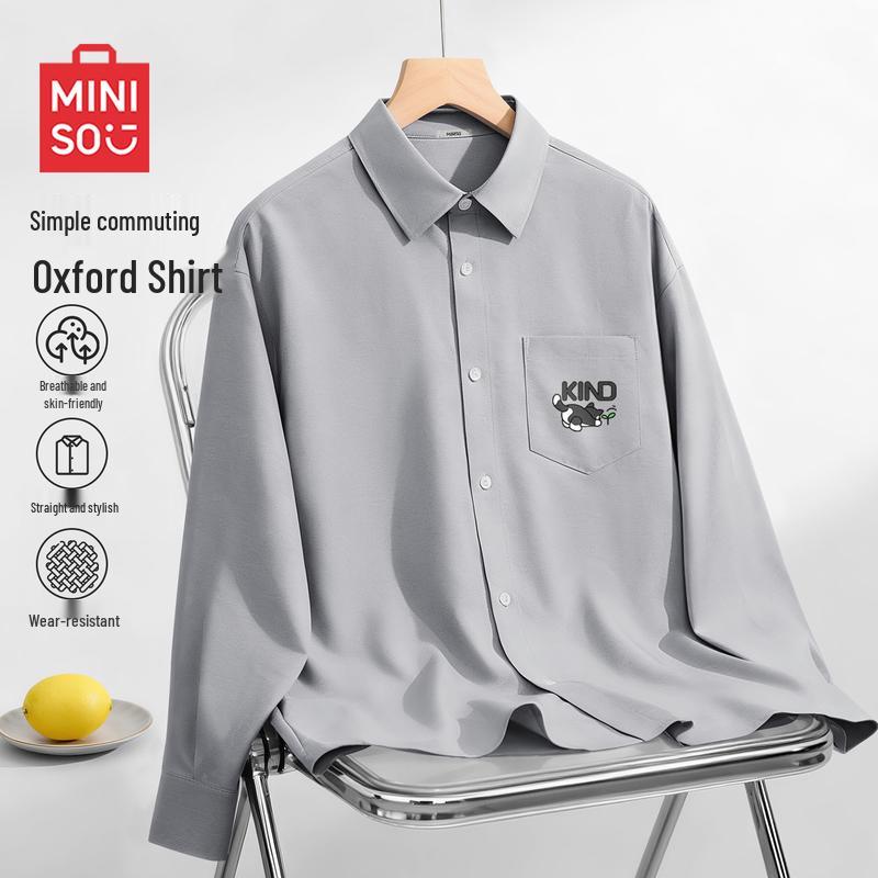 MINISO Men s Lapel Long Sleeve Shirt 2XL