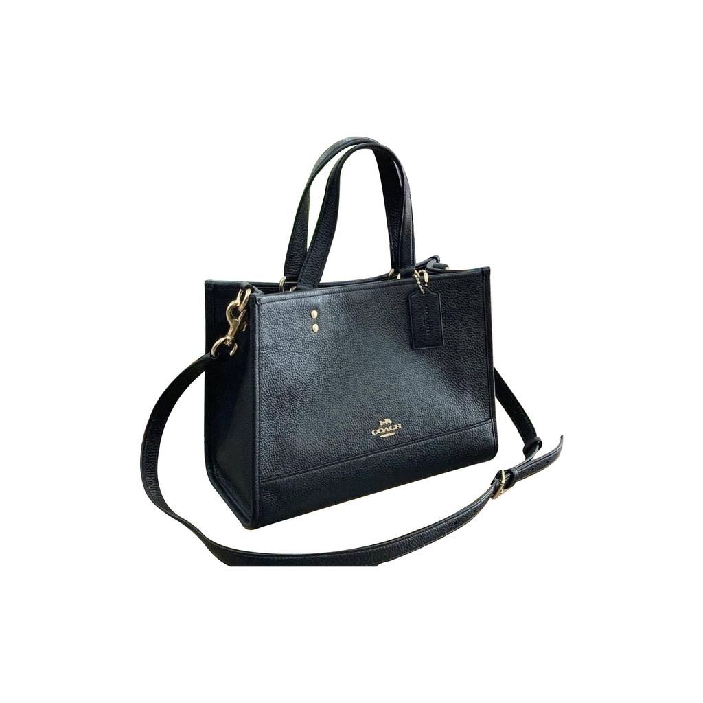 Coach Dempsey 29 Solid Pebble Grain Minimalist Leather Tote Bag Women Tote Black CO976-IMBLK
