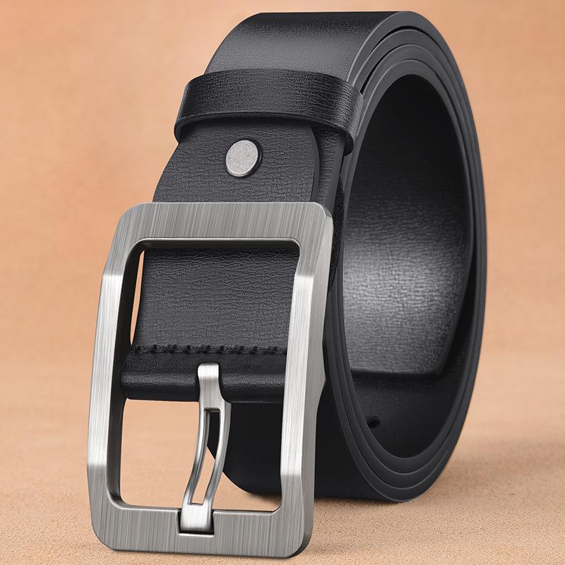 Men's Soft Leather Belt with Alloy Japanese Antique Buckle, Copper Pin