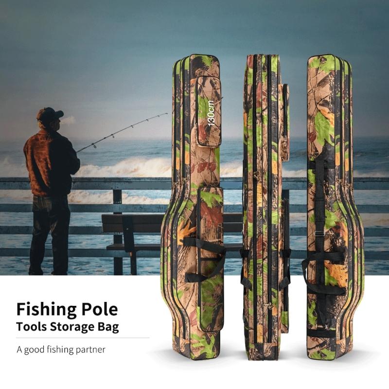 Portable Folding Outdoor Waterproof Tackle Storage Rod Bag Oxfordcloth Fishing Rod Case Multiple Layers Fishing Rod Bag