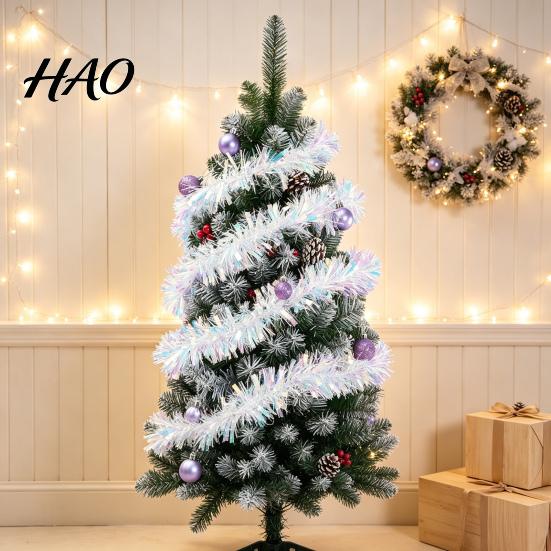 Rainbow Foil Tinsel Garland 78 Inch Christmas Garland, Iridescent Metallic Twist Shiny Reusable Party Backdrop Glitter Streamers for Tree Fireplace