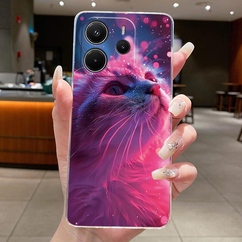 Back Cover For Redmi Note 14 5G Case Transparent Silicone Aesthetic Luxury Fashion Cute Cat Casing Shockproof Bumper 24094RAD4G