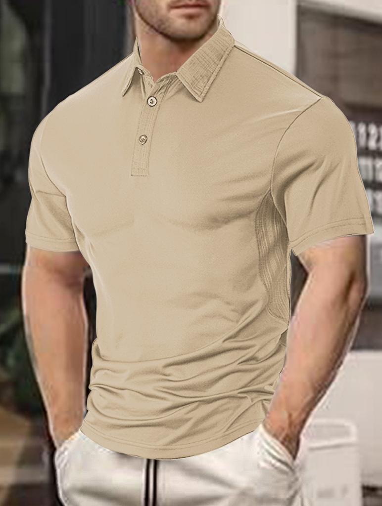 Fashion New Breathable Summer Short-sleeved Polo Solid Color Lapel Button Casual Sports Men's Polo
