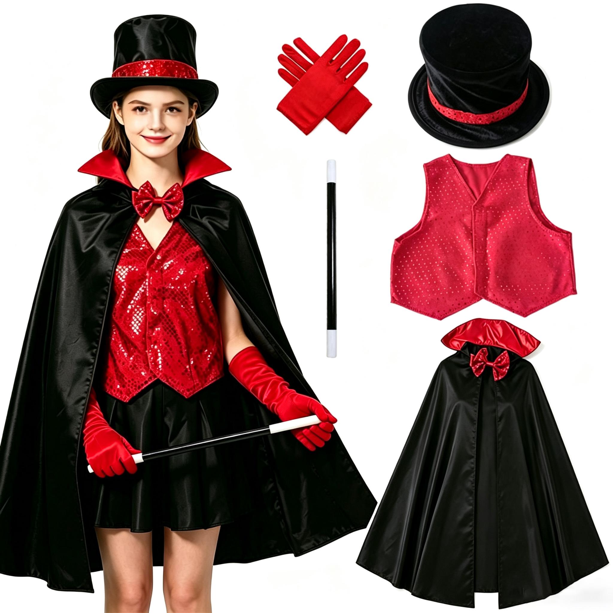 Costume de Cosplay et Accessoires de Magicien de Scène pour Halloween One size fits all adults noir