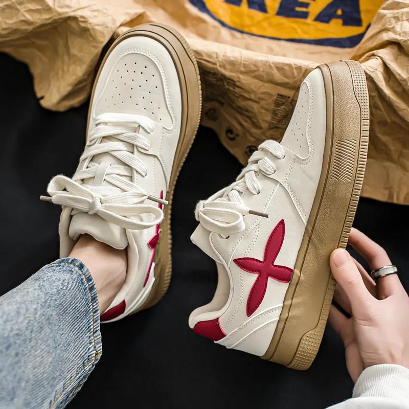 Mode Neue Gelbe Dicksohlige Schuhe Herren Mode Lässig Leder Urban Frau Sneaker Hip Hop Plateau Bequeme Herren Skateboard Schuhe